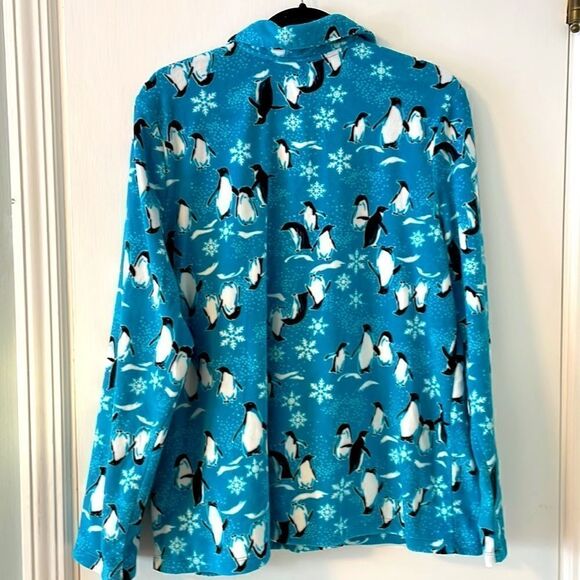 Jammies for Your Families soft penguin print fleece button front pajama top XL - Picture 7 of 7